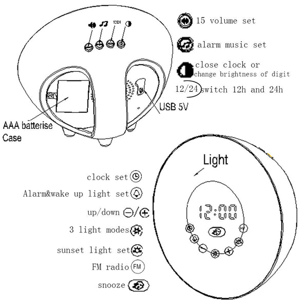 3 in 1 Snoozing Wake Up Light